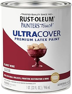 Rust-Oleum 240286 Painter's Touch Latex Paint, Satin Claret Wine,1 Quart...