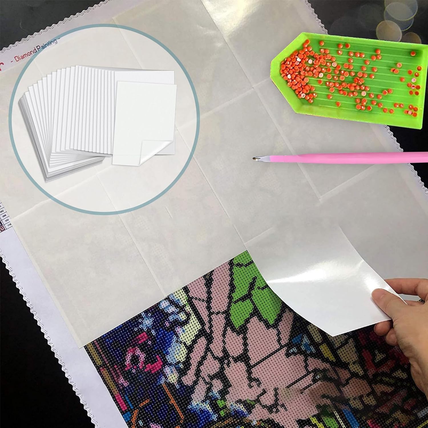 Diamond Painting Release Paper, Double-Sided Non-Stick Release Paper for Diamond Art 15x10cm Diamond Painting Cover Replacement for 5D Diamond Painting Accessories and Tools - 100 Pieces