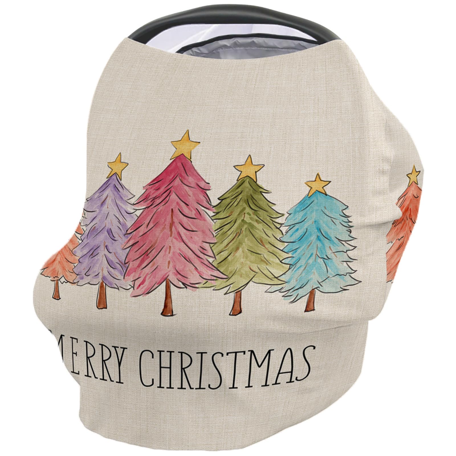 Nursing Cover for Breastfeeding Scarf, Merry Christmas Xmas Tree Vintage Baby Car Covers Super Soft Multi Use for Canopy Shopping Cart Cover Blanket Stroller Cover