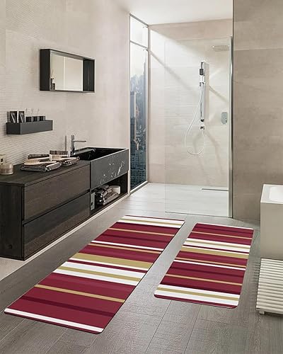 Miniatura 8 de Tapete de baño con rayas rojas y amarillas, antideslizante, de secado rápido y absorbente, tierra de diatomeas, fregadero, dormitorio, cocina,