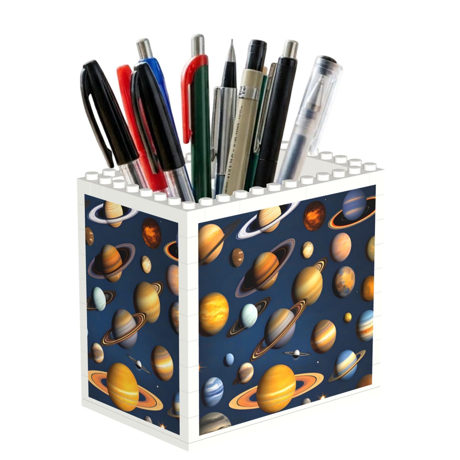 SXZVVBN Solar System Planets Building Block Desk Tidy ABS Organiser
