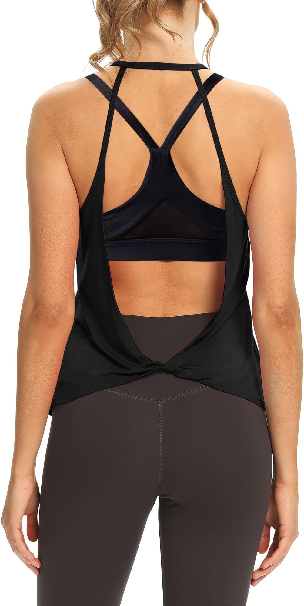 Womens Open Back Workout Tops Sleeveless Halter Gym Athletic Tank Tops Loose Fit