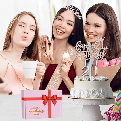 Miniatura 315 de Decoraciones de cumpleaños de 3 años para niñas; banda, corona/tiara, velas y adorno para pastel de cumpleaños de 3 años; regalos y decoraciones