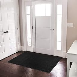 casa pura Tapis Entrée sous Porte Rhine Noir,Paillasson Absorbant Lavable en Machine à Laver,Enlève salissures,Dos en TPE Durable et antidérapant,Passe sous la Porte 7 mm d'épaisseur - 90x120 cm