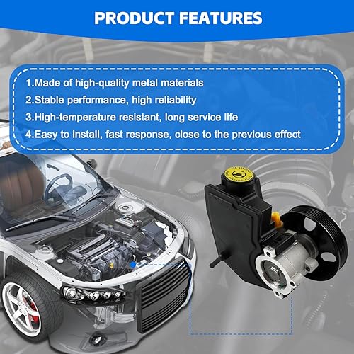Miniatura 3 de DAYSYORE Bomba de dirección asistida 20-38771 86-00274 se adapta a 1997-2001 Jeep-Cherokee L6 4.0L, para 1998-2003 XJ Wrangler L6 4.0L piezas de