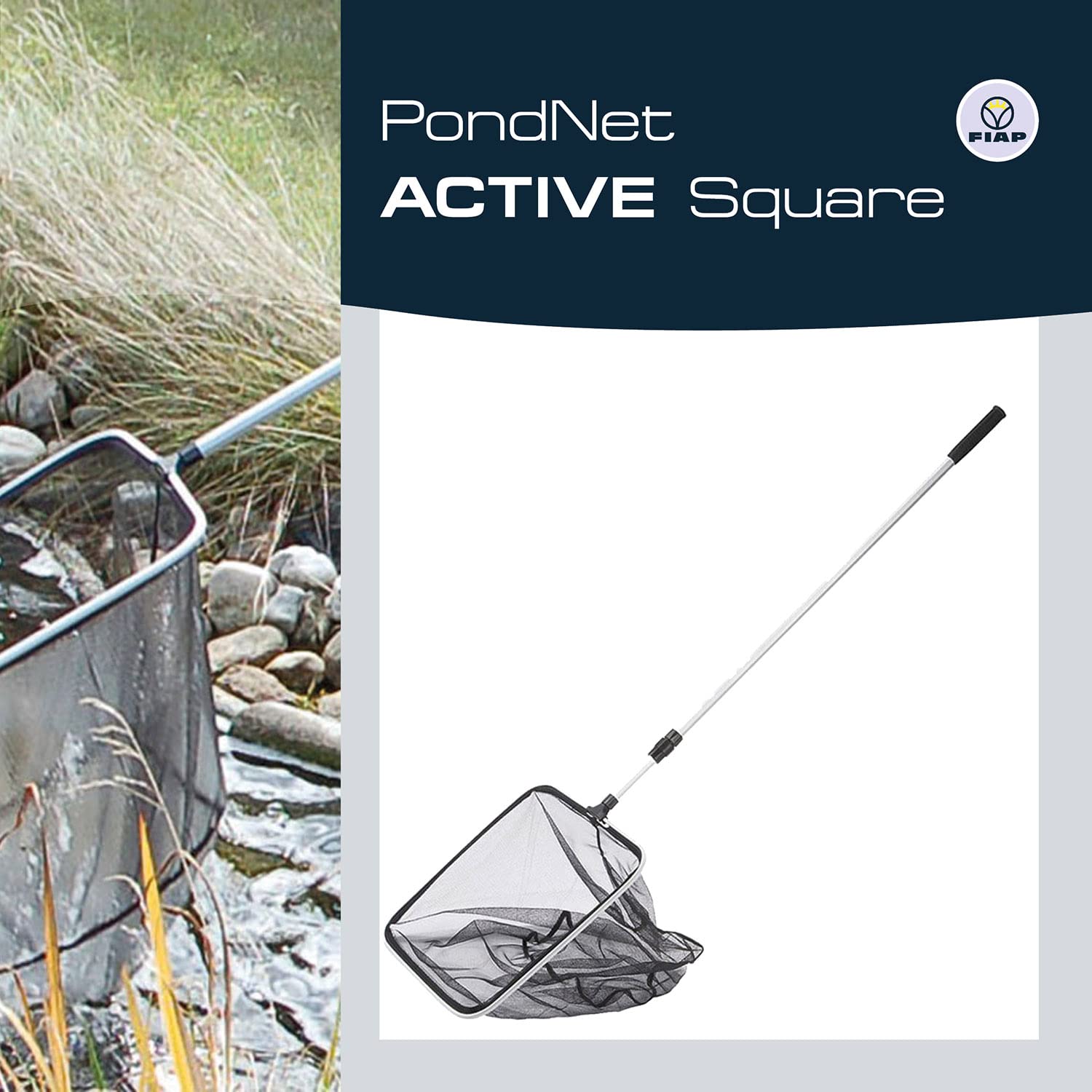 FIAP PondNet Active Square - 350 x 350 mm - Profi - Teichkescher - Kescher - Fischkescher - Teichzubehör - Zubehör - Teichreinigung - Reinigung - Gartenteich