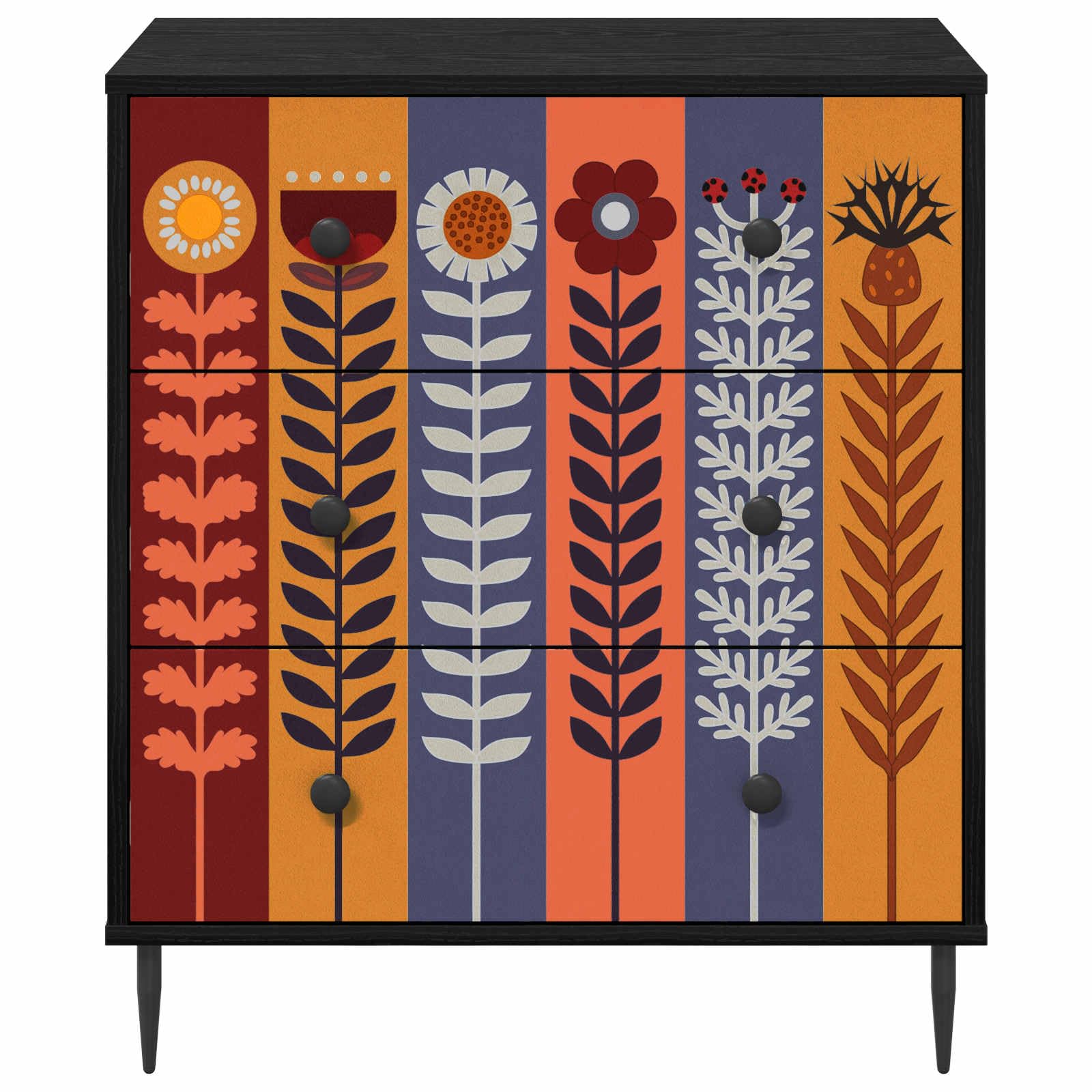 Comò per pranzo con motivo girasole, 66 x 36,5 x 76 cm, in legno, moderno, elegante e pratico, soluzione di archiviazione per camera da letto e soggiorno