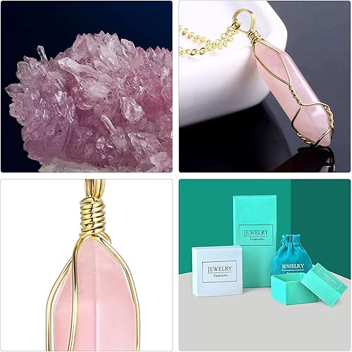 Miniatura 7 de BOUTIQUELOVIN Colgante hexagonal de piedra de cuarzo natural, cristal curativo, collar de piedras preciosas para mujer