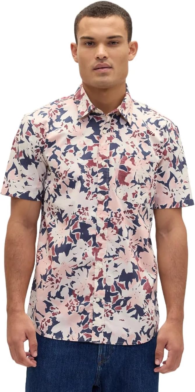 Gap Men's Slim Fit Stretch Poplin Short Sleeve Shirt