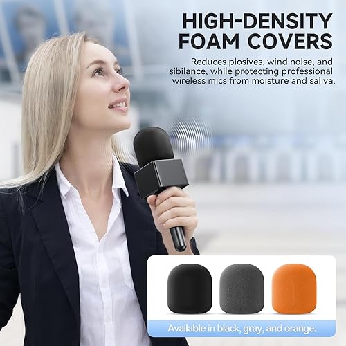 Miniatura 4 de MH-30 Soporte de micrófono de mano, soporte de adaptador de micrófono inalámbrico Lavalier con cubierta de espuma, mango de micrófono compatible con