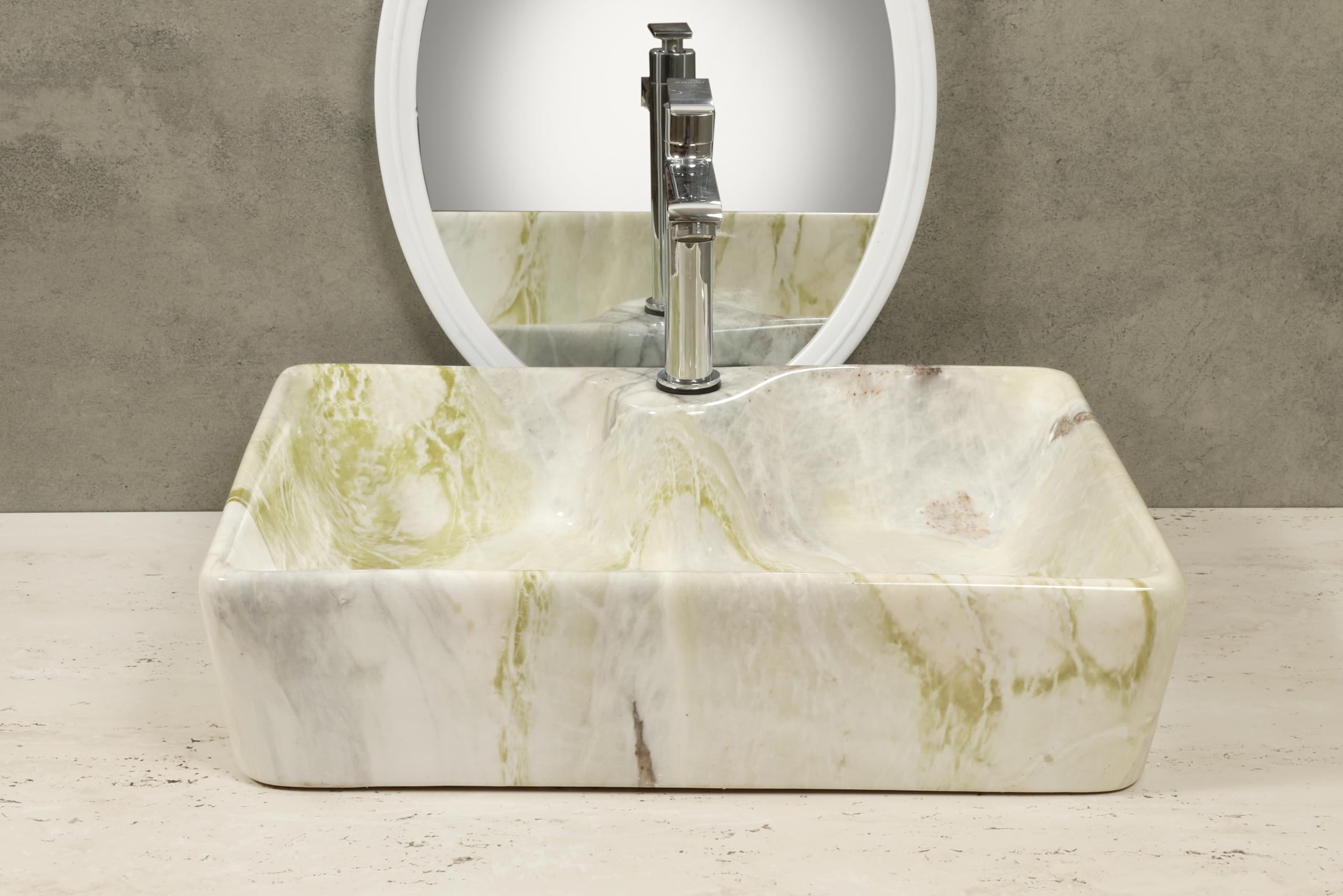 HISRE Ceramic Table Top Vessel Sink Wash Basin Oval Shape Over Counter Wash Basin For Bathrooms & Living Room 19 X 14 X 5 Inch (Style - 2) 1104, photo 1 of 4