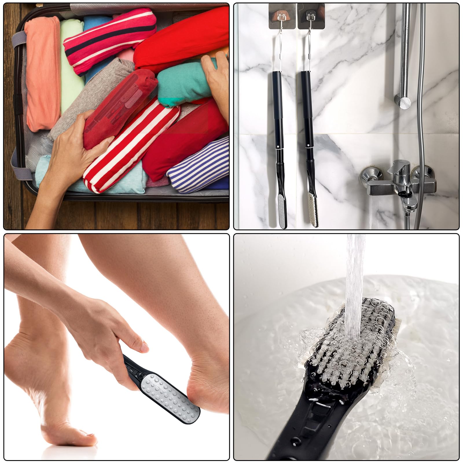 Brosse de Nettoyage pour les Orteils, Brosse Télescopique pour Pieds de Douche, Brosse de Douche pour Pieds pour un Nettoyage en Profondeur et l'Exfoliation pour Femmes, Hommes et Personnes Âgées