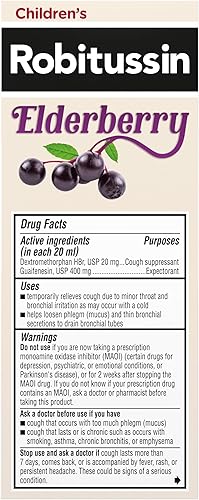 Miniatura 9 de Robitussin Medicamento para la tos y la congestión torácica DM para niños de saúco, alivio de la congestión del pecho y jarabe para la tos, 4 onzas