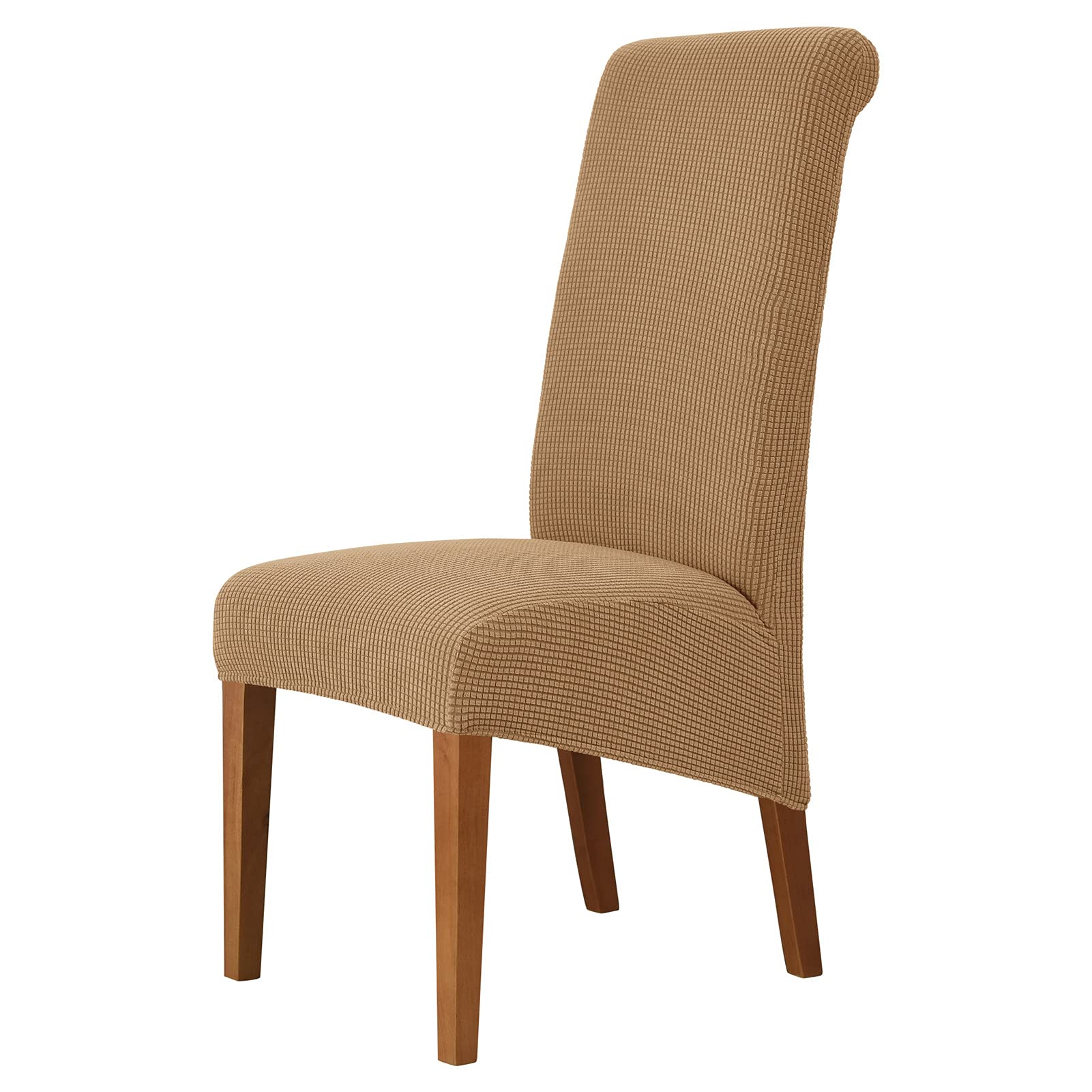 Large Dining Chair Covers High Back Stretch Super Fit Washable Removable Seat Covers Protector Slipcovers for Dining Room (Light coffee,Set of 8) — image 1