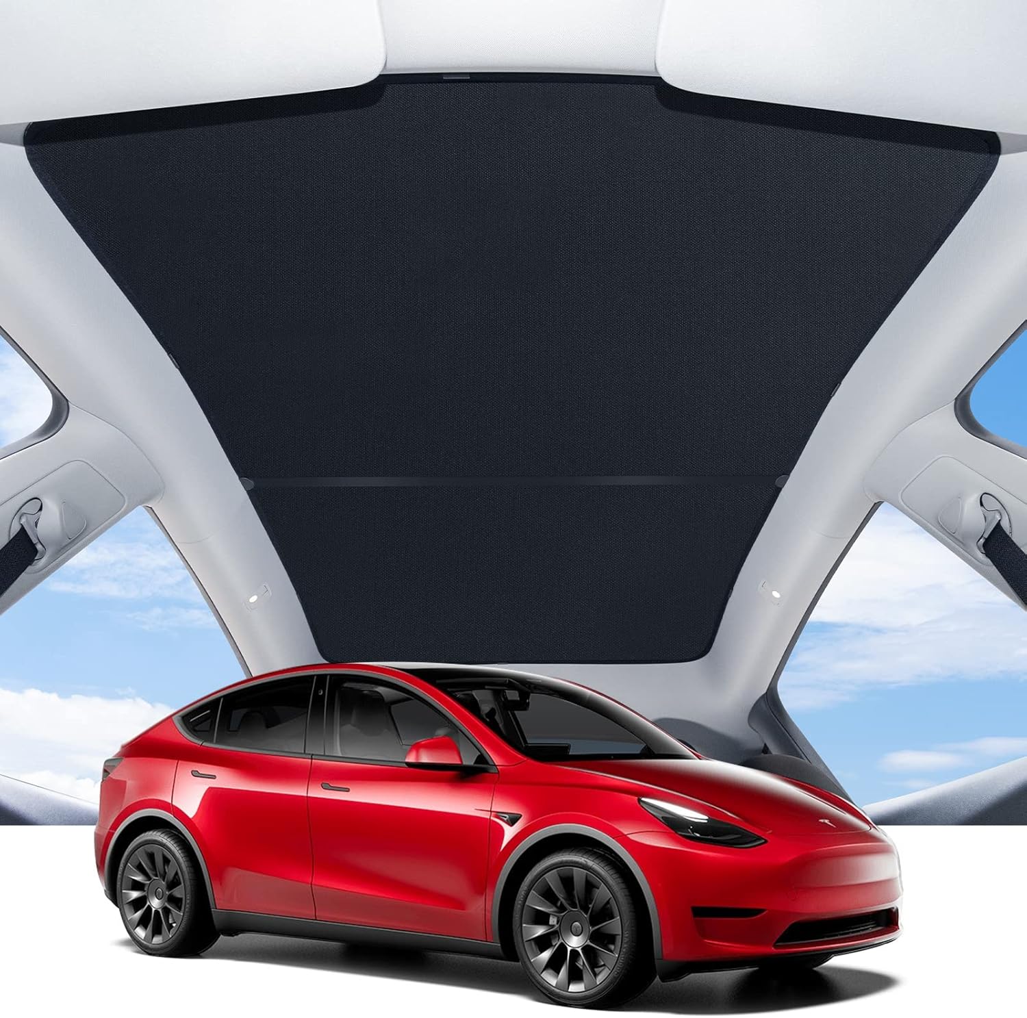 BASENOR 4PCS Tesla Model Y Glass Roof Sunshade Sunroof Heat Insulation Roof Window Sun Protection 2020 2021 2022 2023 Model Y Roof Sunshade Black