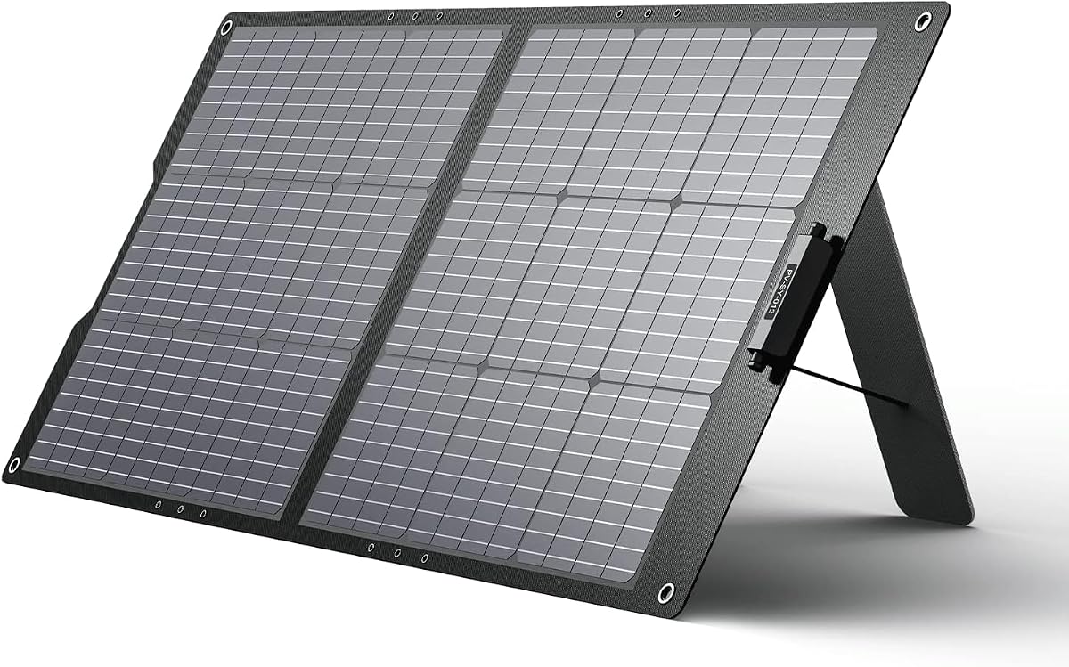 Panel solar portátil de 100 W, paneles solares plegables con soportes ajustables, conector universal, IP67 resistente al agua para central eléctrica portátil, camping al aire libre, RV, sistema fuera de la red