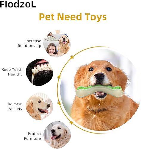 Miniatura 4 de FiodzoL 2 juguetes masticables para perros masticadores agresivos sabor carne de res y huesos reales, juguetes masticables para dentición de perros,