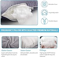 Vista 7 de BATTOP Almohada de embarazo para dormir, almohada de maternidad de cuerpo completo con funda extraíble lavable, soporte para espalda, caderas