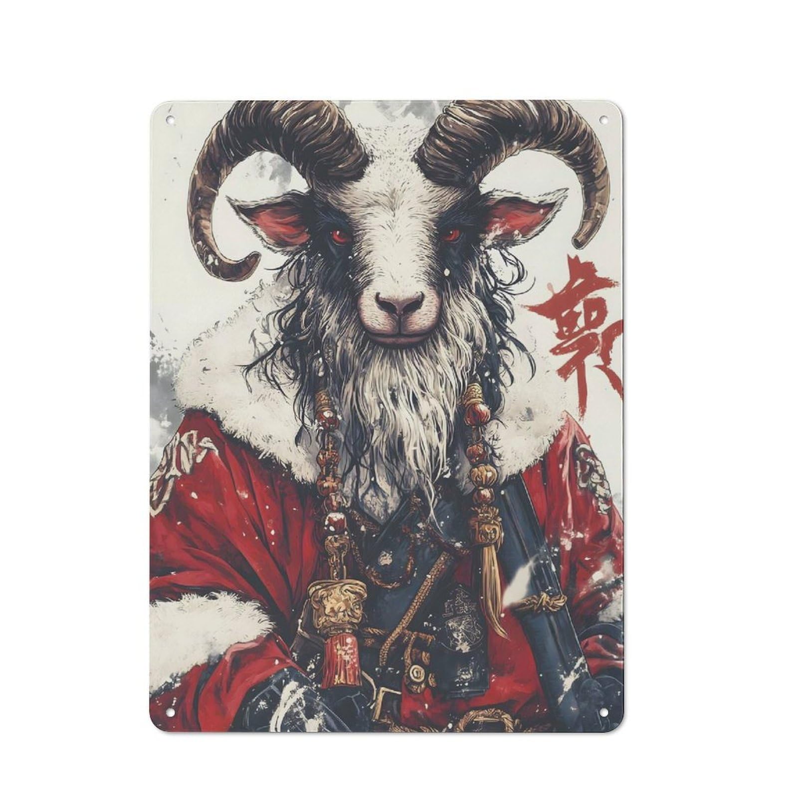 Junmoney Goat Santa Claus Painting For Man Cave Or Games Room, Retro Tin Sign 40X30cm, A Christmas Gift For People Styling Man Cave And Games Room
