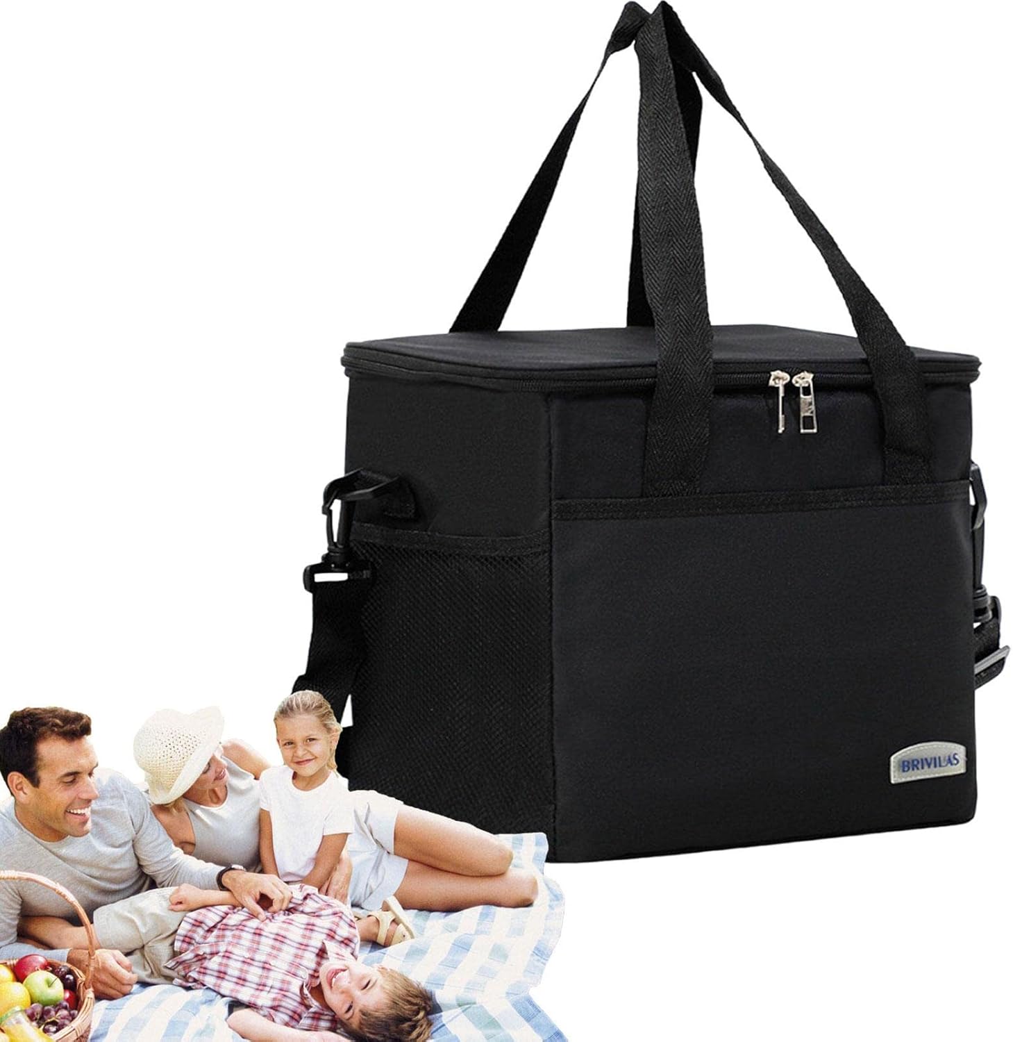 Amazon.co.jp 断熱食料品バッグ 防水断熱ピクニックバッグ,再利用可能な食料品ショッピングバッグ、ピクニックキャンプ用の特大