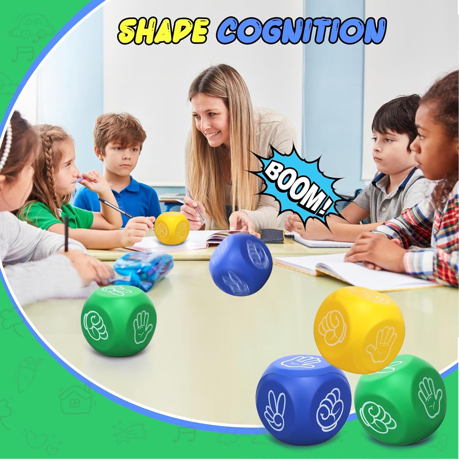 Foam Dice Squeeze Toy, Foam Fidget Toy for Finger Guessing Game, 2.7inch 6 Sided Rock Paper Scissors Game Dice for Adults Kids Stress Relief, Goodie Bag Filler Classroom Prize Learning Essential 3PCS