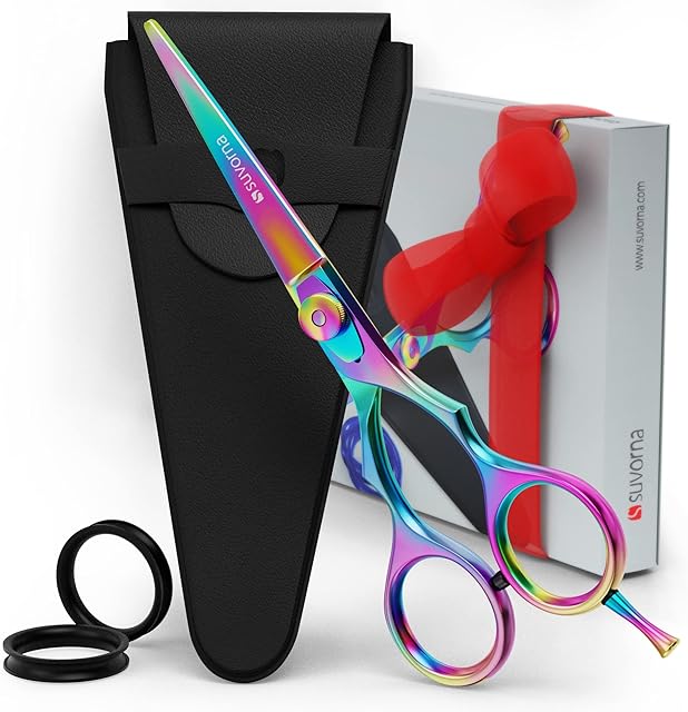 BS-3185 Suvorna Ador 5.5" Professional Barber Multicolor Titanium Razor Edge Hair Cutting Scissor/Shear.