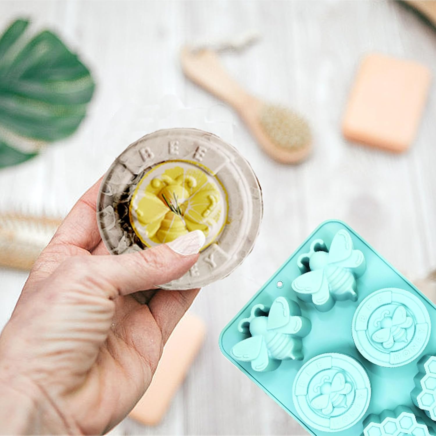 2 Pack Bee Soap Molds,Silicone Molds 12 Cavity Soap Molds for Soap Making Great for Handmade Soap, Lotion Bars,Beeswax,Chocolate