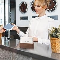 Vista 3 de AUEAR, Paquete de 2 tarjeteros de madera para escritorio, organizador de exhibición de madera, soporte de escritorio para oficina, mesa, rectangular