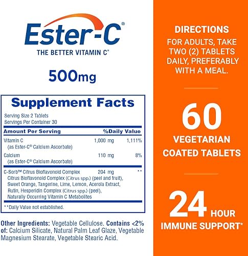 Miniatura 2 de Ester-C Vitamina C, 500mg tabletas, 60-Count Botellas por Ester-C