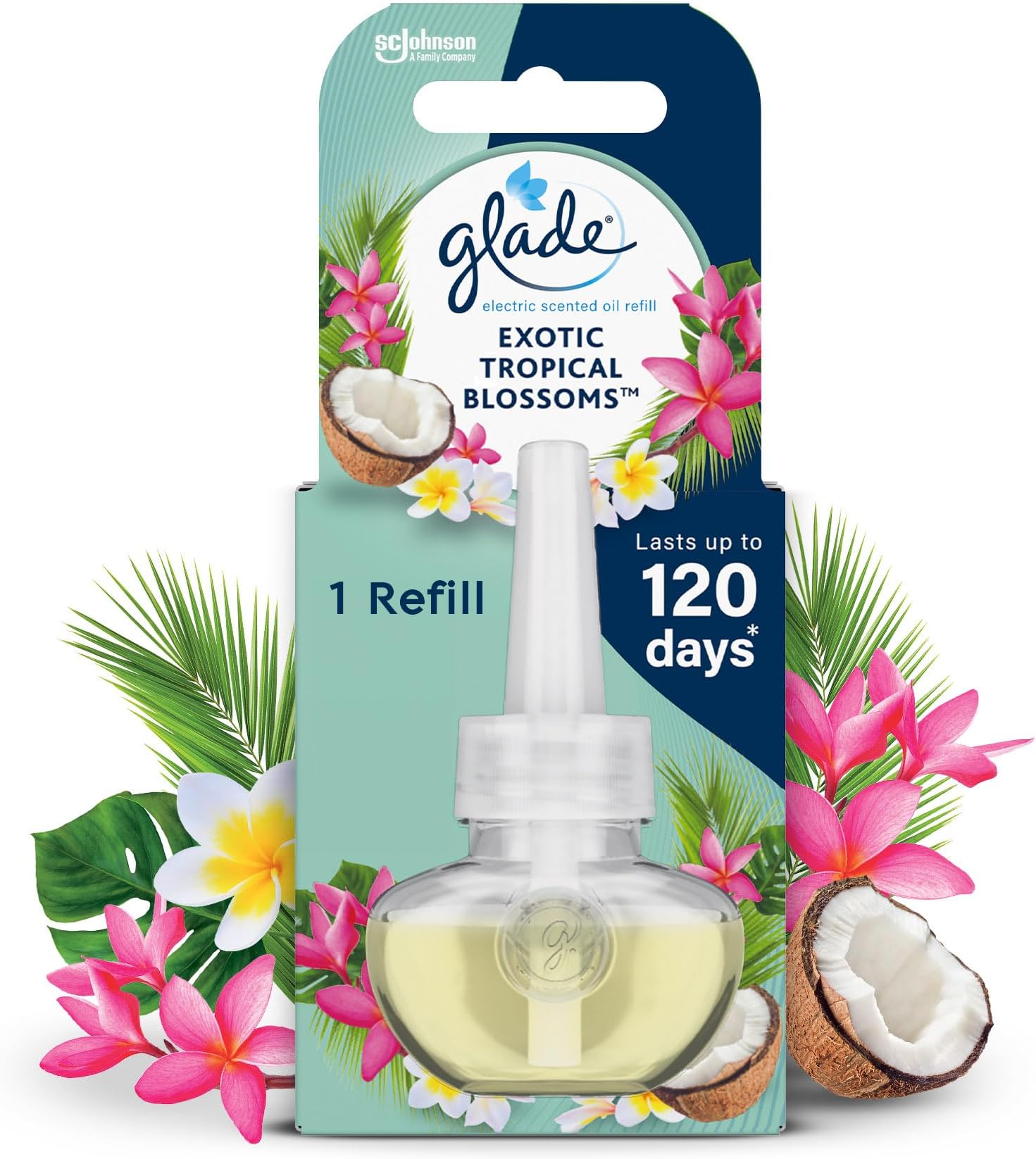 Glade Plug in Air Freshener Refill, Electric Scented Oil Room Air Freshener, Tropical Blossoms, 20ml