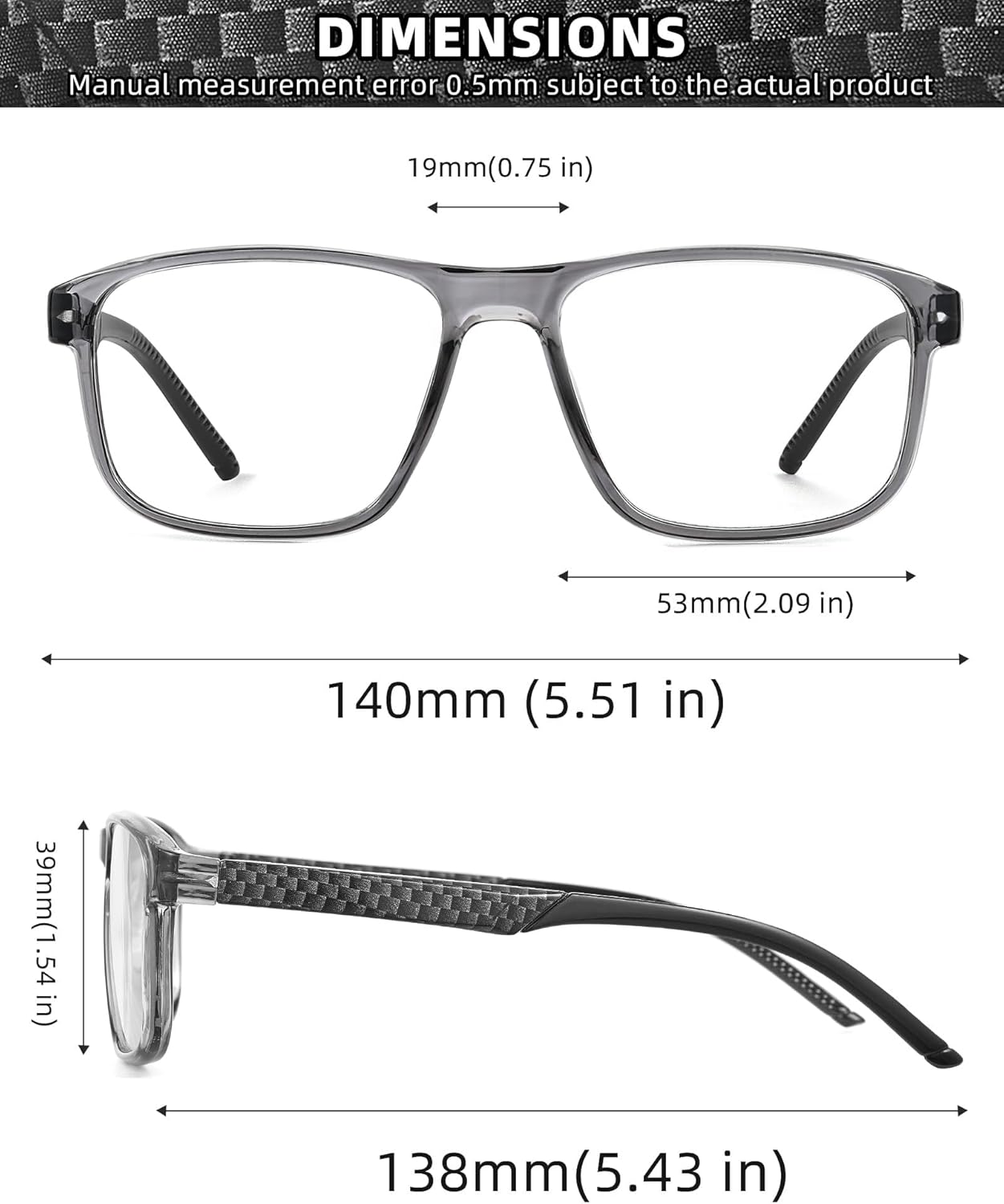 JM Reading Glasses Men with Blue Light Protection, Rectangular Classic Computer Readers Eyeglasses with Spring Hinge 4 Packs - Image 6