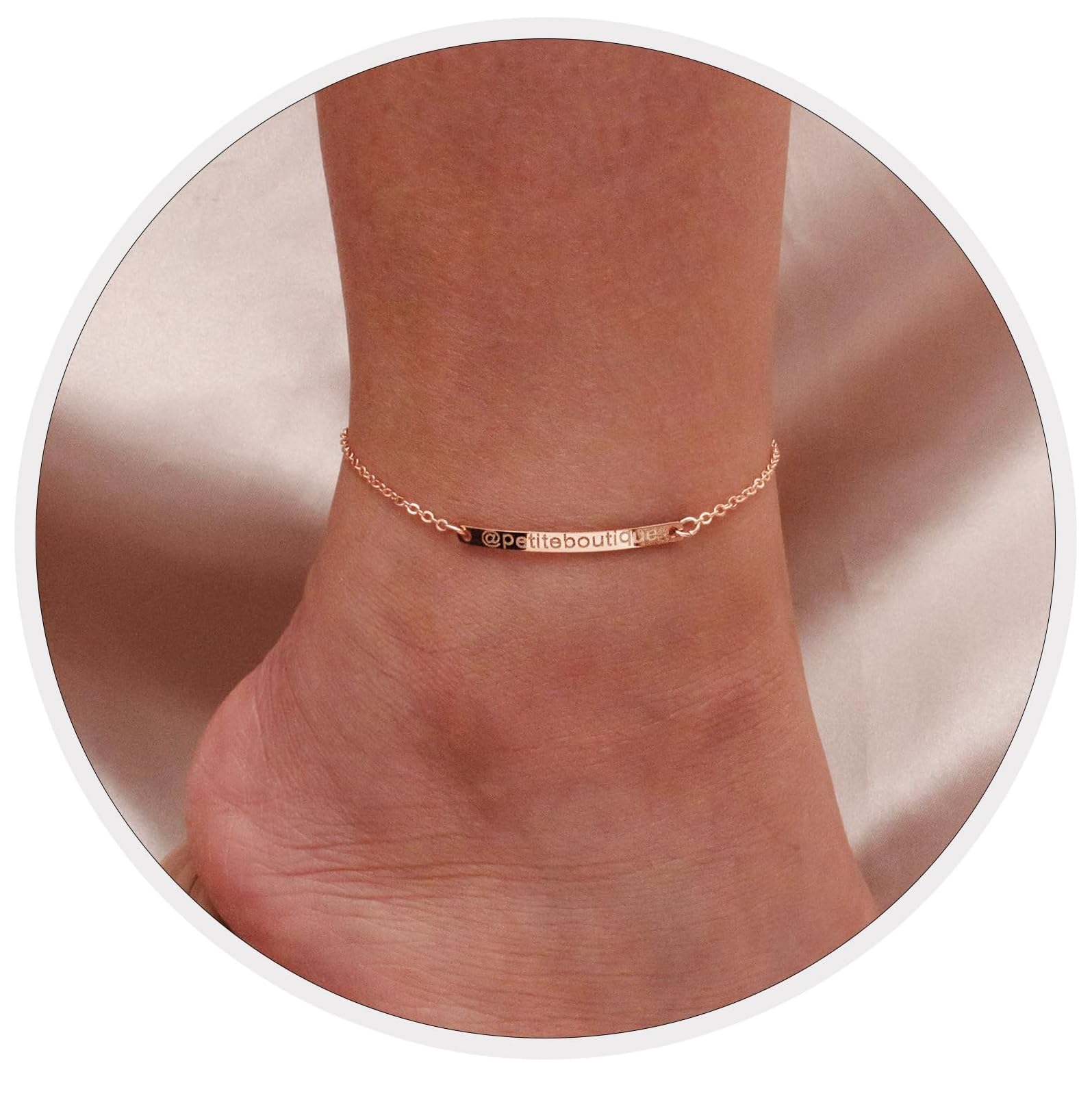 Petite BoutiquePersonalized Anklet Mothers Day Gift 16K Plated Gold Rose Gold Silver multi occasions valentine's Day Christmas Bridesmaid Wedding gift