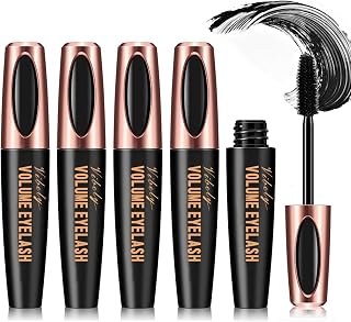 4D Silk Fiber Lash Mascara, Waterproof Smudge-proof Thickening Lengthening | 24 Hours No Flaking Longer Thicker Eyelashes,All Day Exquisitely Full