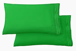 Elegant Comfort Luxury Ultra-Soft 2-Piece Pillowcase Set - 1500 Premium Hotel Quality Microfiber Double Brushed - Wrinkle Resistant, Standard/Queen, Emerald Green