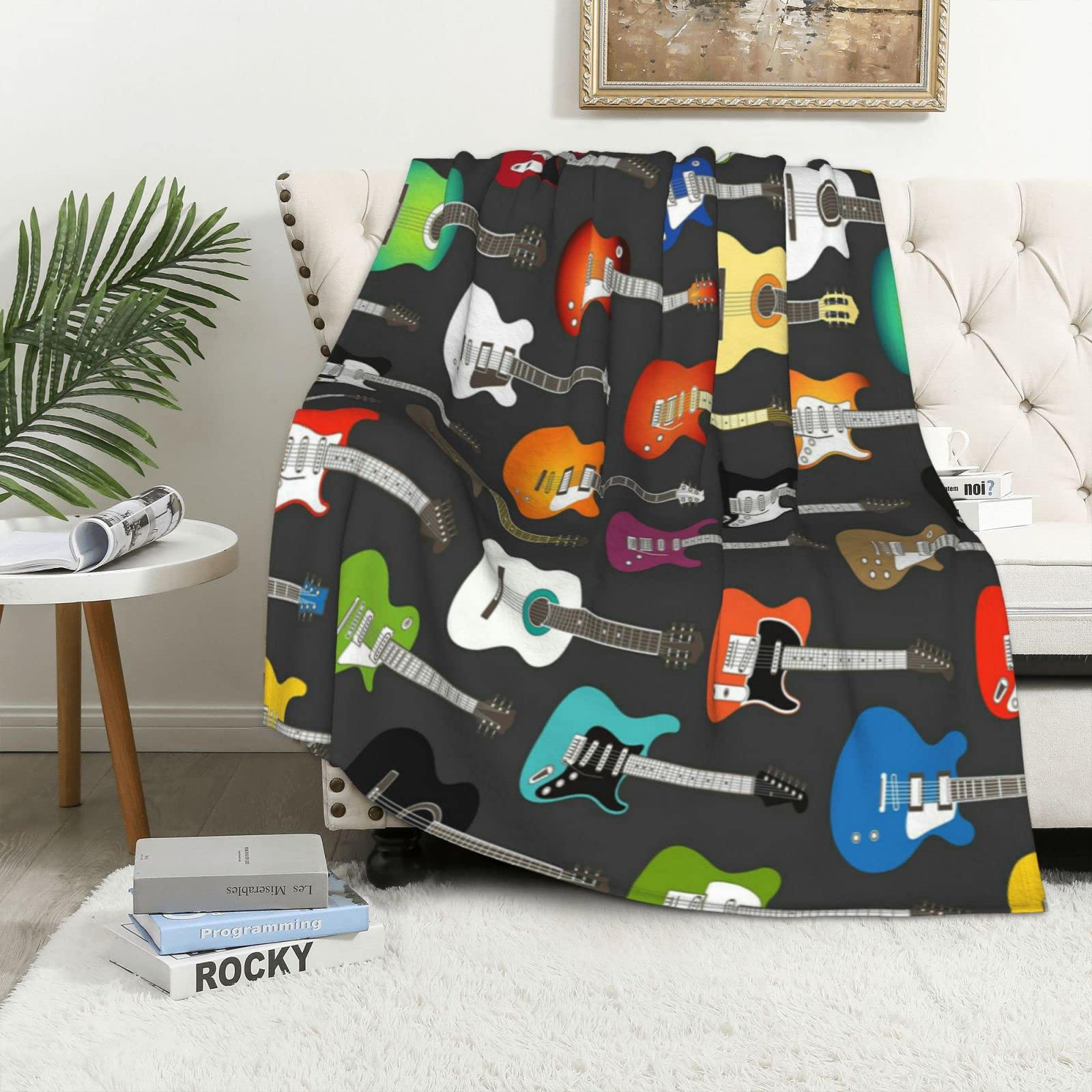 Couverture guitare acoustique flanelle anti-courants d'air canapé lit
