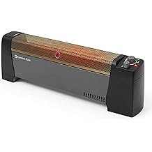 Comfort Zone 1500W Convection Baseboard Heater &ndash; Silent Portable Electric Space Heater with Adjustable Thermostat, 2 Heat Settings &amp; Safety Tip-Over Switch &ndash; Black