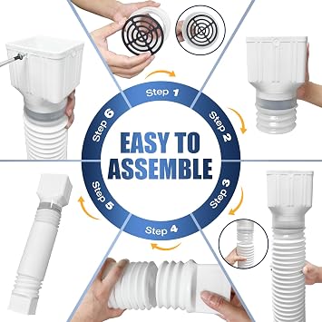 Loyala 2PCS Gutter Downspout Extensions Flexible Drain Downspout Extender Gutter Connector Rainwater Drainage Expandable up to 60 (White)