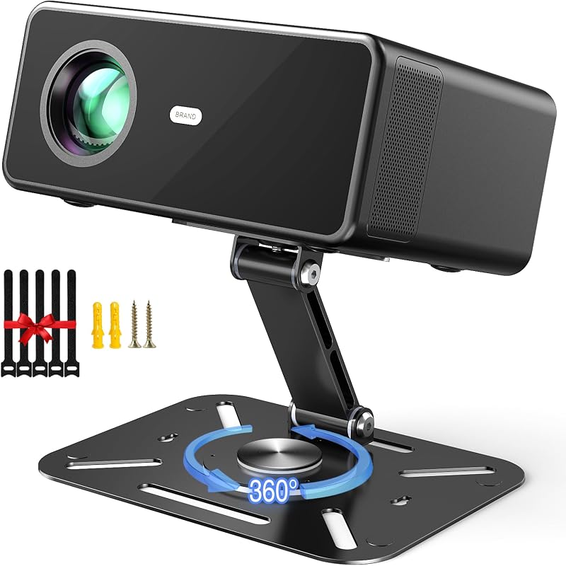 DAWASAPAT Desktop Projector Stand, Table Projector Mount Adjustable Angle with 1/4" Screw, 360°Adjustable Projector Stand for Home Office Studio, Mini Projector Holder Bracket with Cable Ties