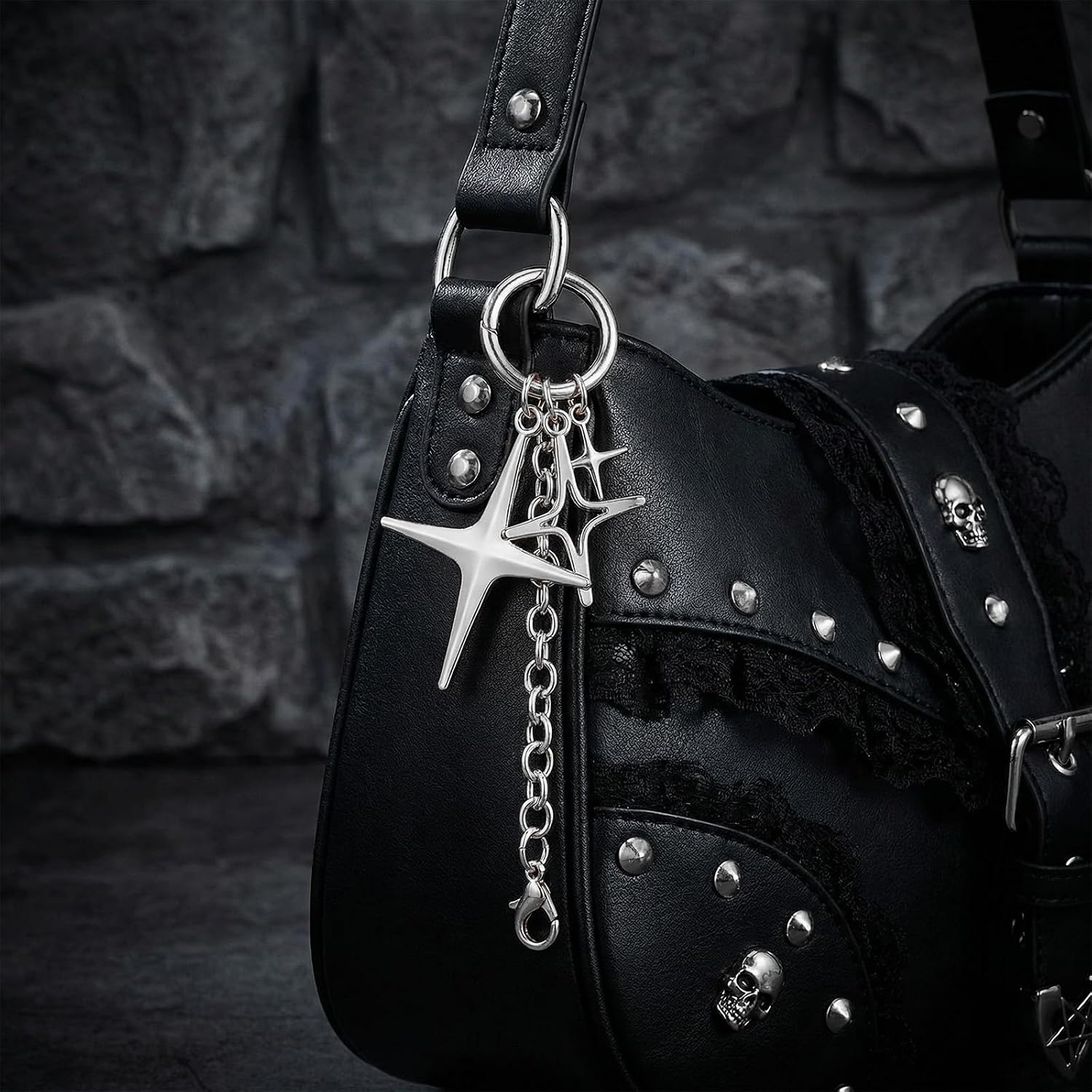 Angyape Y2K Star Keychain Sliver Gold Bag Charms Purse Charms for Handbags Tote Bags Cool Accessories Gifts for Women image 2