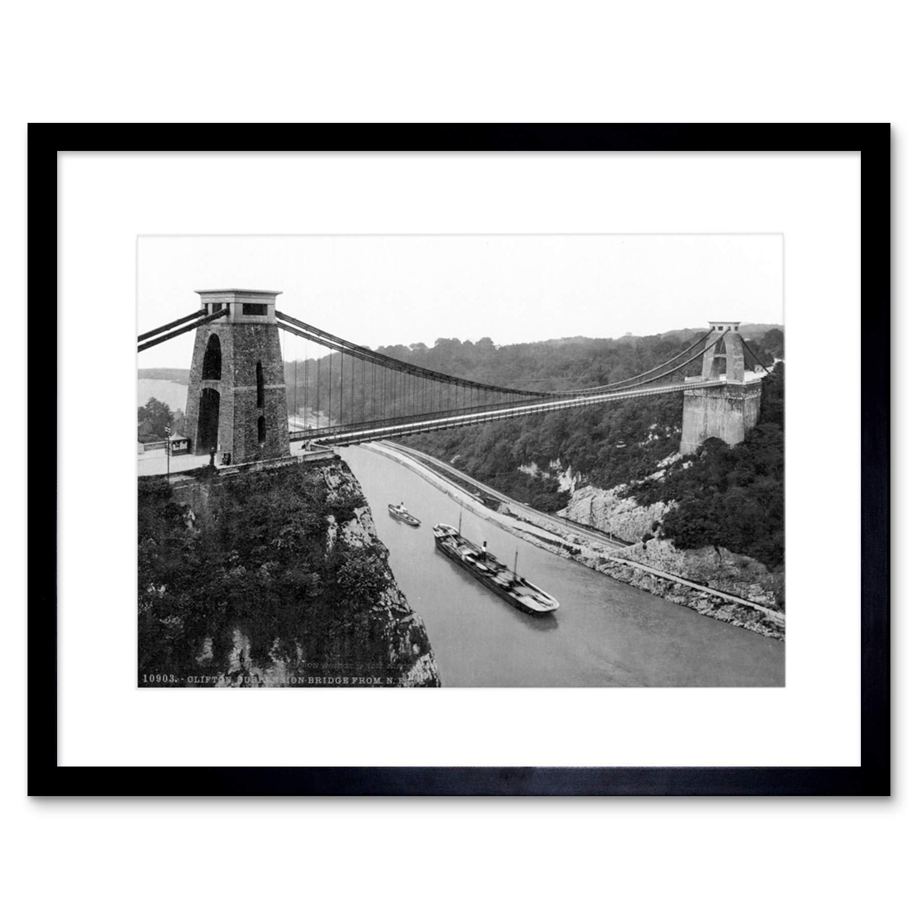 Wee Blue Coo Bristol Clifton Suspension Bridge North East Cliffs England Old Framed Wall Art Print