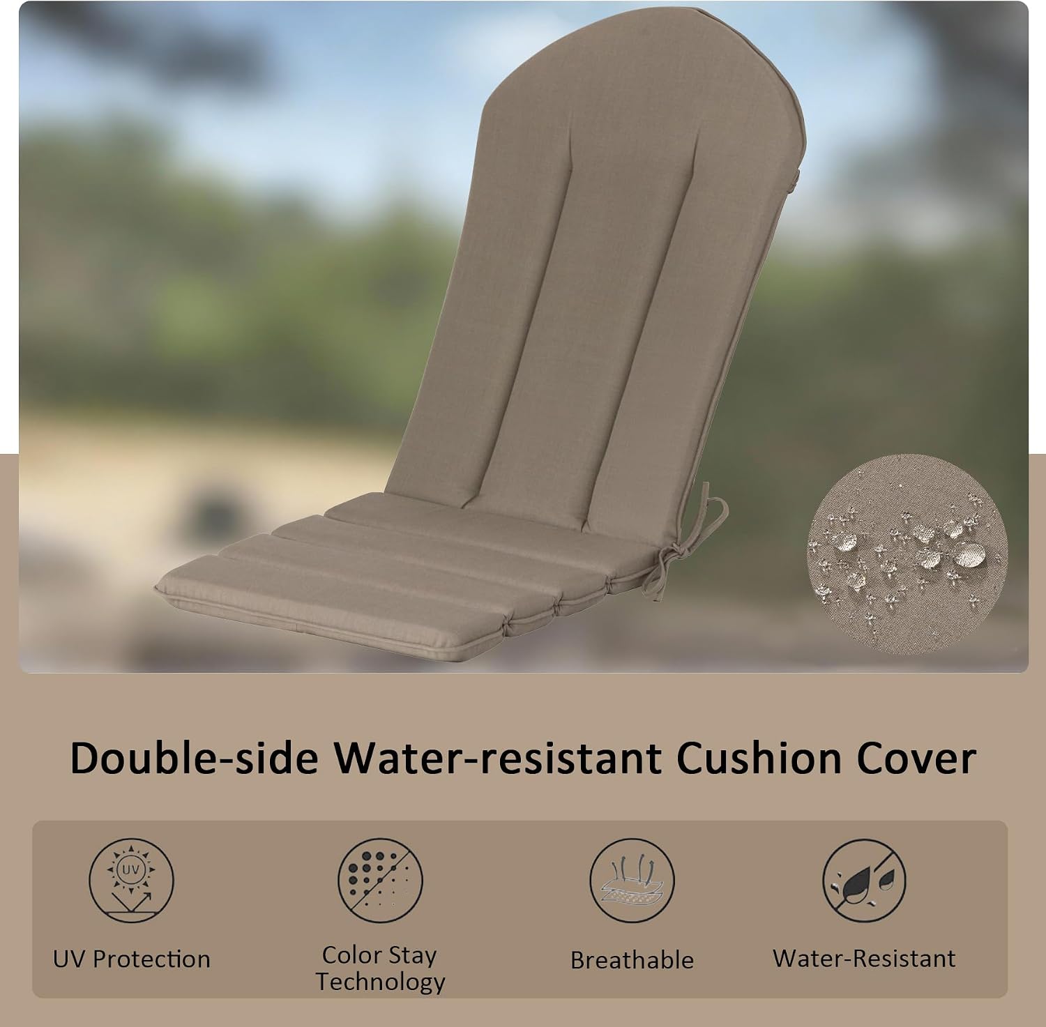 50"x20" Adirondack Chair Cushions Set of 2, Outdoor Rocking Chair Cushions Water-Resistant UV Resistant Weather Resistant High Back Patio Replacement Cushions,Folding Patio Chair Pad