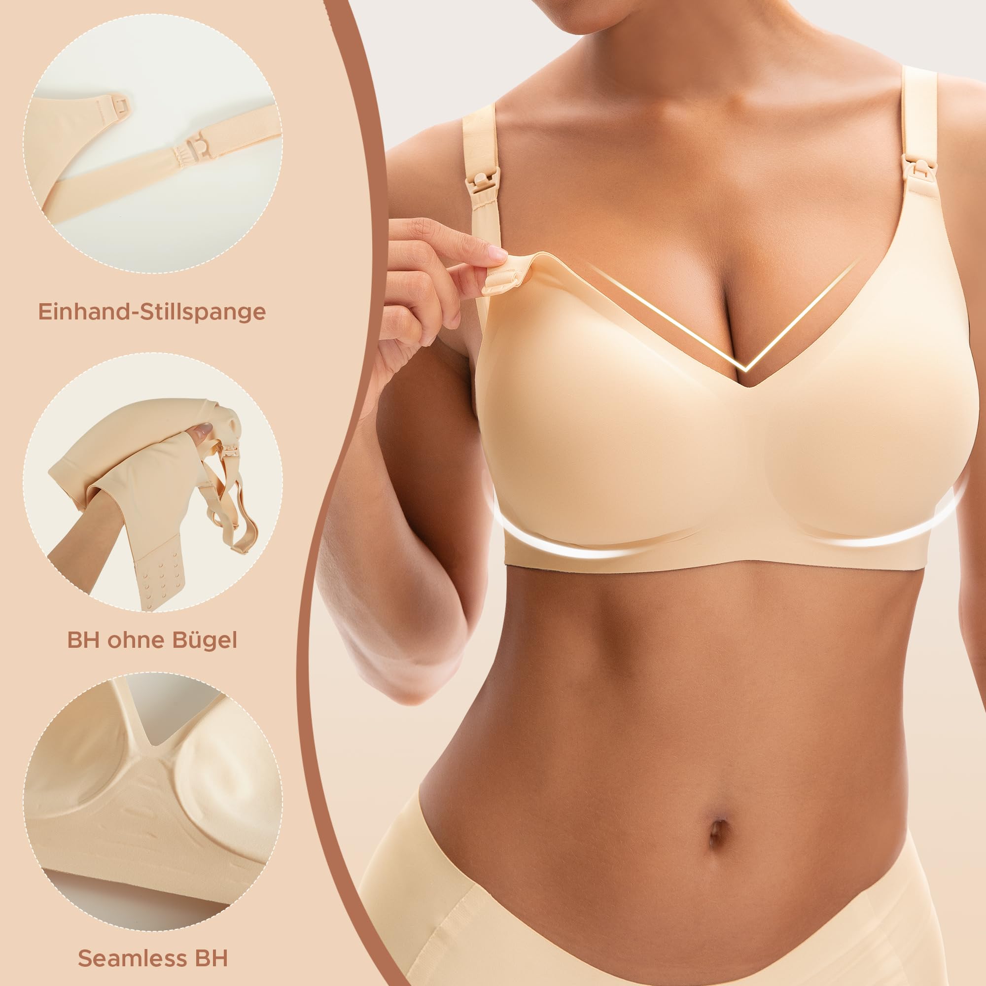 INNERSY Reggiseno Allattamento Senza Ferretto Invisibile Reggiseni Imbottito Bralette Gravidanza