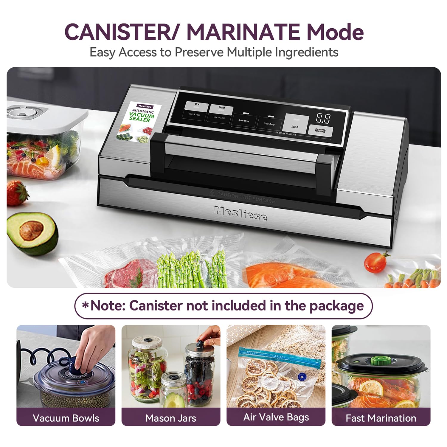 Macchina sigillatrice sottovuoto, superpotente sigillatore alimentare di progettazione da 95kPa 140W a impugnatura manuale, lamina a doppia chiusura con indicatore incorporato Cutter & Countdown