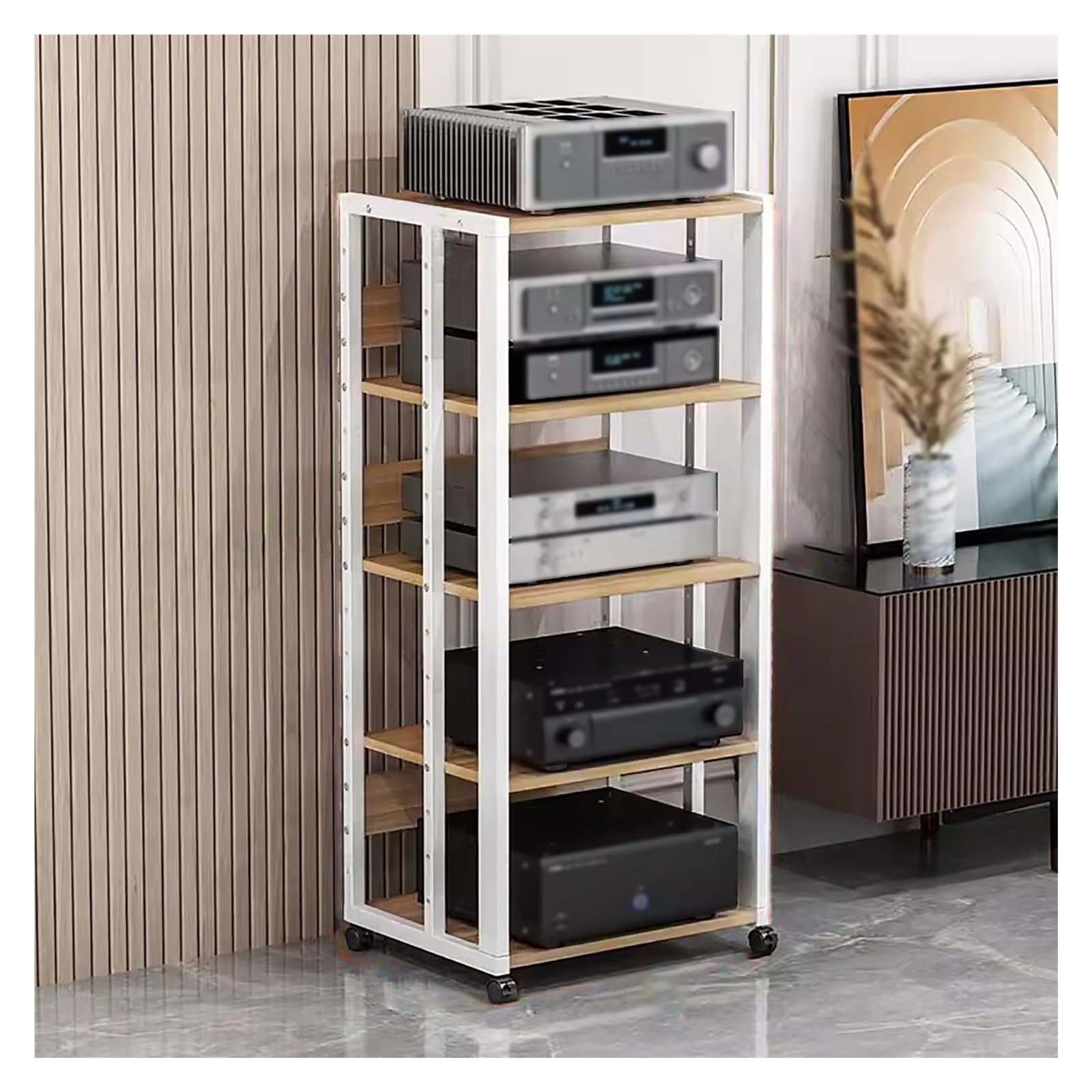 Mueble para tocadiscos y router WiFi que soluciona la falta de espacio