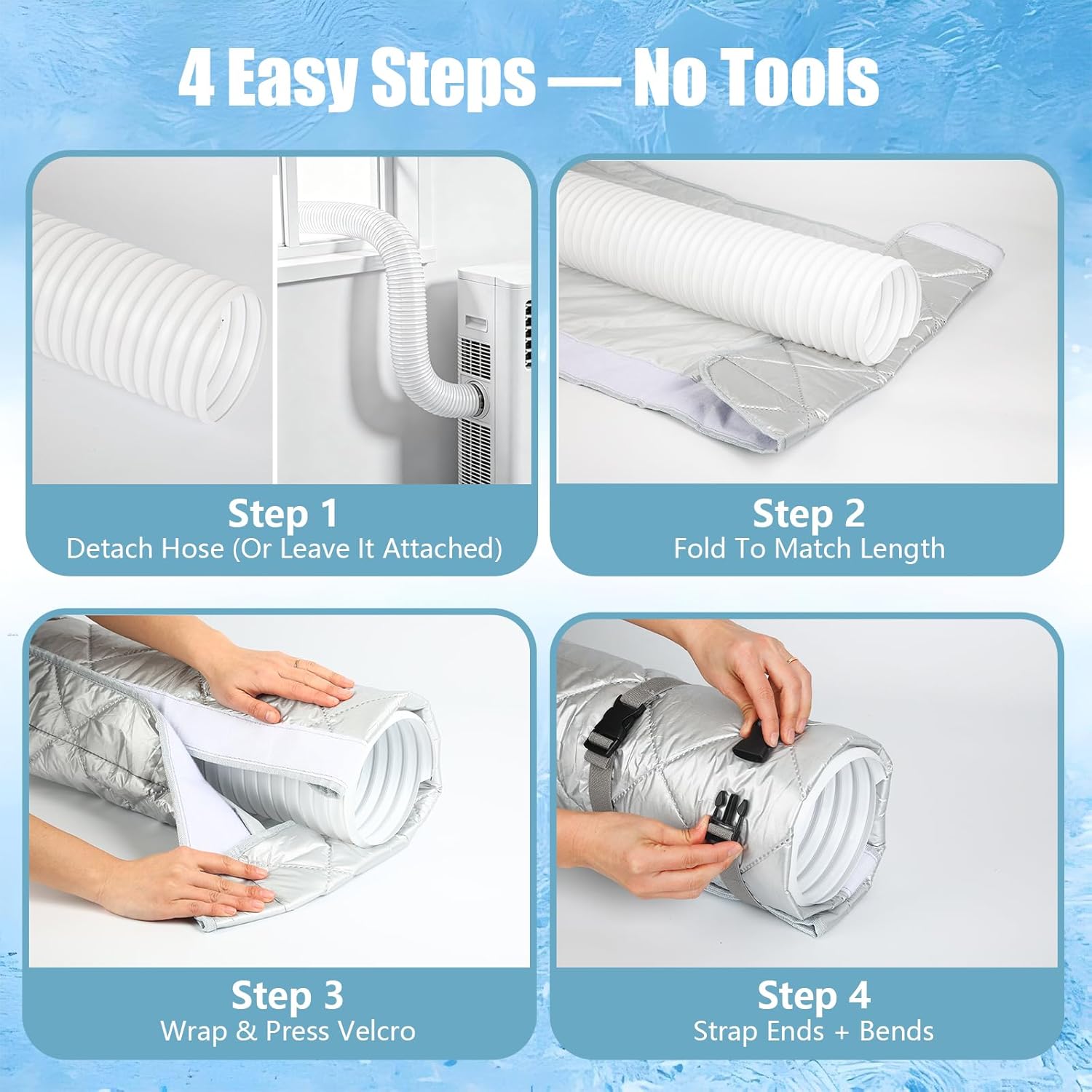 Portable AC Hose Cover Wrap, Portable AC Hose Insulation Sleeve with Storage Bag Extra-Thick Insulated Exhaust Hose Cover for 5” & 5.9”AC Vent Hoses 57x 24.8" Wide Velcro 4 Elastic Straps