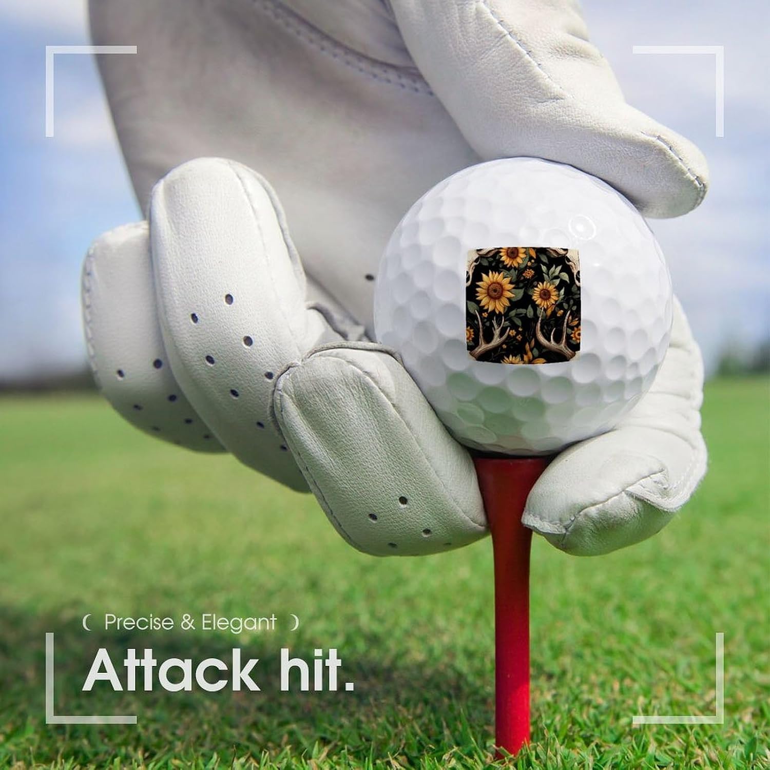 Deer Skull Sunflower Print Golf Balls Personalized Novelty Balls Gift for Men Women Golfers Lovers