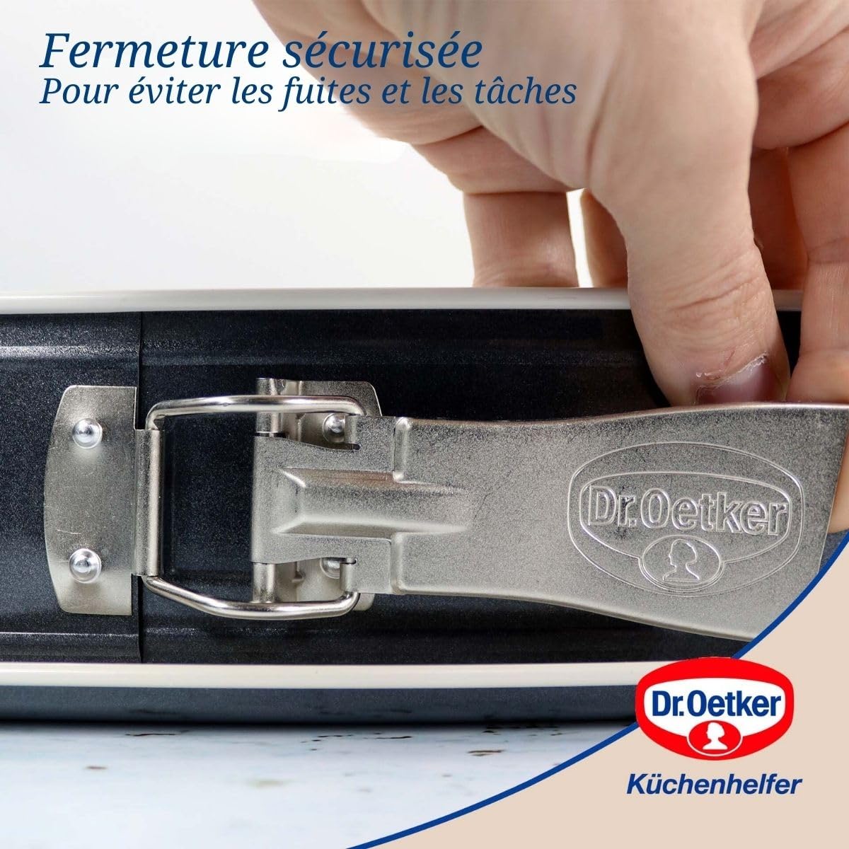 Dr. Oetker 9331050 Kuchenform, rechteckig, mit Scharnier, Springform, Lasagneform, rechteckig, Scharnierform, Stahl, Keramik, 38 x 25 x 7 cm, 2 Stück