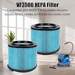 2 Pack VF3500 Filter for Ridgid Shop Vacuum 3-4.5 Gallon, Hepa Filters for Ridgid Wet/Dry Vaccum + 1 Cleaning Brush (2 Pack)