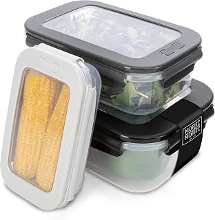 Moritz & Moritz 3 Food Containers Plastic - BPA-Free - Food Container Microwave Safe - Freezer with Click Function - Food Container with Lid Rectangular