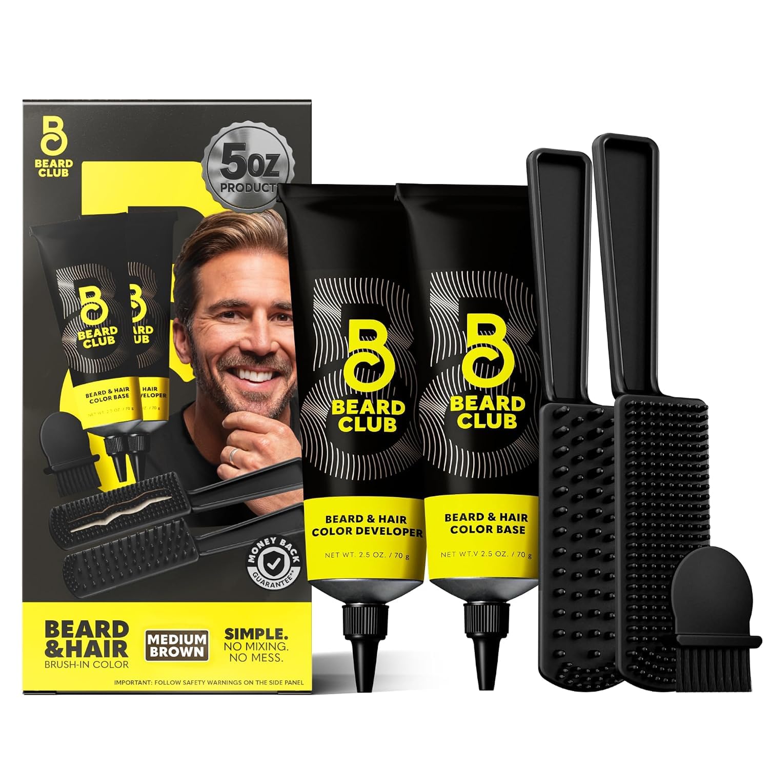 The Beard Club Permanent Hair and Beard Dye for Men – Professional Quality Mustache Dye,…